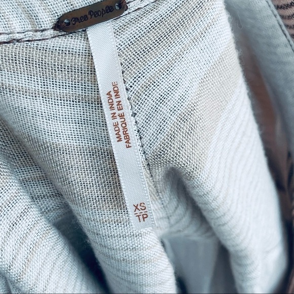 FREE PEOPLE On The Road Striped Oxford Tee Tunic Cranberry V-neck blouse - Picture 4 of 12